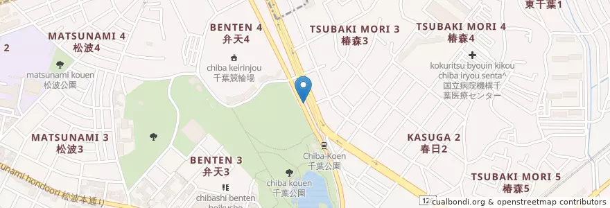 Mapa de ubicacion de 千葉中央警察署千葉公園前交番 en Япония, Тиба, 千葉市, 中央区.