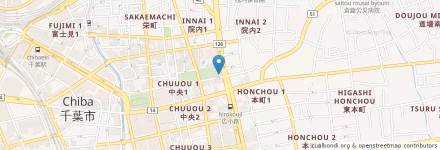 Mapa de ubicacion de 千葉中央警察署 本町交番 en Япония, Тиба, 千葉市, 中央区.