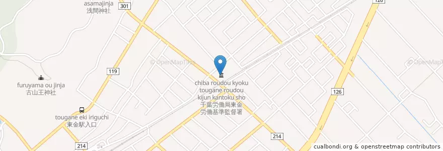 Mapa de ubicacion de 千葉労働局東金労働基準監督署 en Giappone, Prefettura Di Chiba, 東金市.