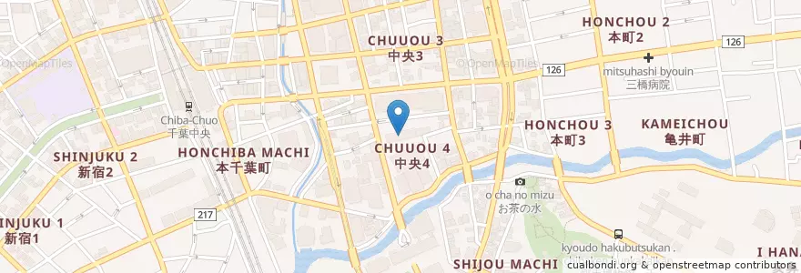 Mapa de ubicacion de 千葉地方検察庁千葉区検察庁 en Япония, Тиба, 千葉市, 中央区.