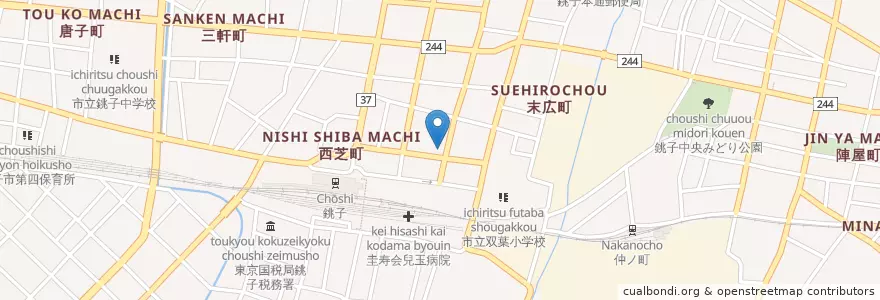 Mapa de ubicacion de 千葉地方検察庁銚子区検察庁 en Japón, Prefectura De Chiba, 銚子市.