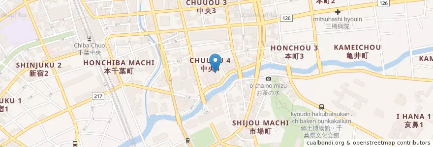 Mapa de ubicacion de 千葉地方裁判所 en Giappone, Prefettura Di Chiba, 千葉市, 中央区.