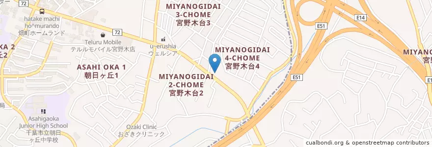 Mapa de ubicacion de 千葉宮野木郵便局 en 日本, 千葉県, 千葉市, 花見川区.
