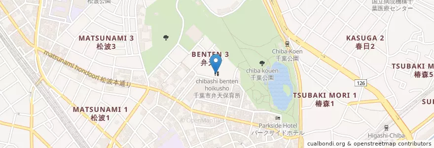 Mapa de ubicacion de 千葉市弁天保育所 en Япония, Тиба, 千葉市, 中央区.