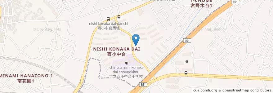 Mapa de ubicacion de 千葉市西小中台保育所 en Giappone, Prefettura Di Chiba, 千葉市, 花見川区.