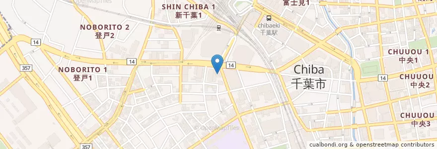 Mapa de ubicacion de 千葉新町郵便局 en ژاپن, 千葉県, 千葉市, 中央区.