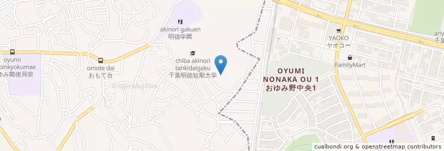Mapa de ubicacion de 千葉明徳短期大学附属幼稚園 en Giappone, Prefettura Di Chiba, 千葉市, 緑区, 中央区.