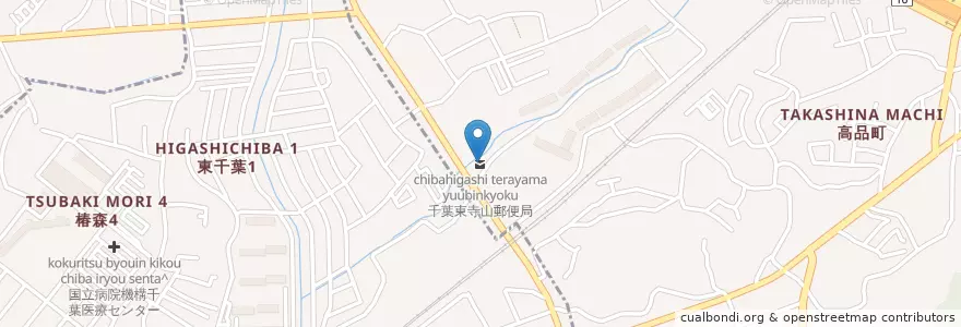 Mapa de ubicacion de 千葉東寺山郵便局 en 日本, 千葉県, 千葉市, 中央区.
