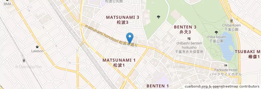 Mapa de ubicacion de 千葉松波郵便局 en Japan, Chiba Prefecture, Chiba, Chuo.