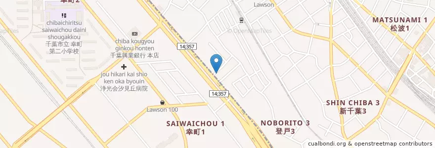 Mapa de ubicacion de 千葉登戸郵便局 en Japón, Prefectura De Chiba, Chiba, Chuo.