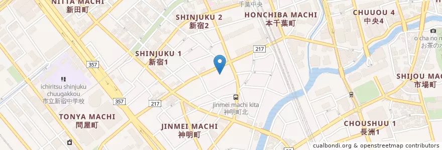 Mapa de ubicacion de 千葉県中央食肉衛生検査所 en Giappone, Prefettura Di Chiba, 千葉市, 中央区.