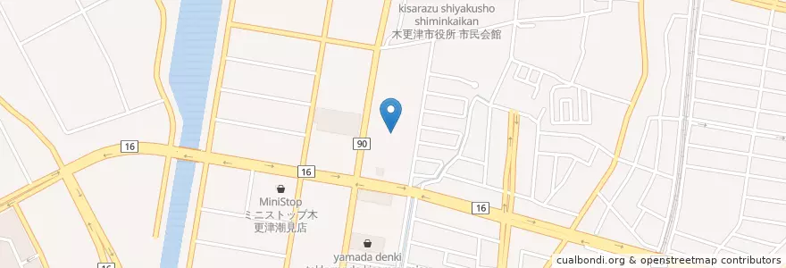 Mapa de ubicacion de 千葉県君津幹線道路建設事務所 en اليابان, 千葉県, 木更津市.