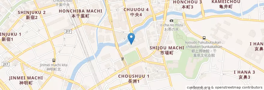 Mapa de ubicacion de 千葉県庁 en 일본, 지바현, 千葉市, 中央区.