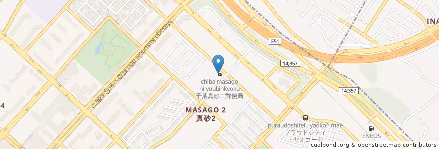 Mapa de ubicacion de 千葉真砂二郵便局 en 日本, 千葉県, 千葉市, 美浜区.