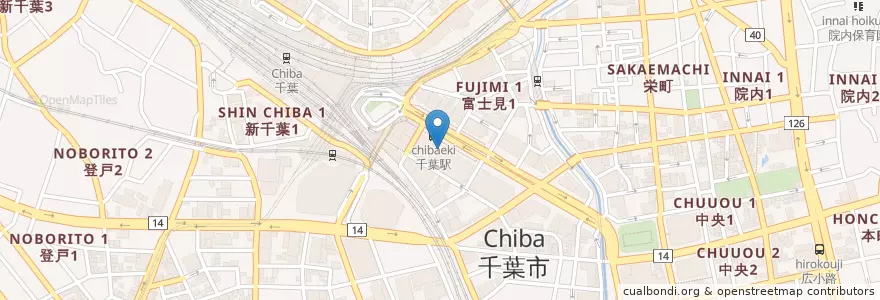 Mapa de ubicacion de 千葉Ｂｅｅ－Ｏｎｅ内郵便局 en اليابان, 千葉県, 千葉市, 中央区.