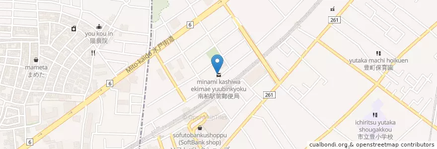 Mapa de ubicacion de 南柏駅前郵便局 en Japonya, 千葉県, 柏市.