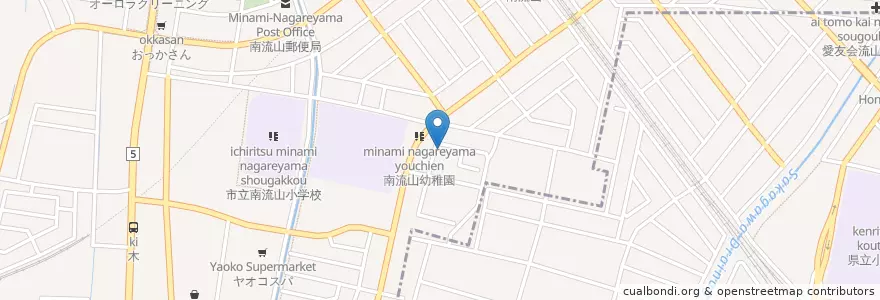 Mapa de ubicacion de 南流山幼稚園 en 일본, 지바현, 松戸市, 流山市.
