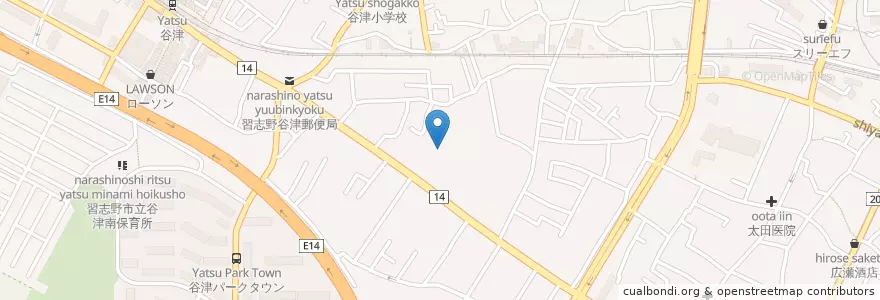 Mapa de ubicacion de 向山幼稚園 en Japão, 千葉県, 習志野市.
