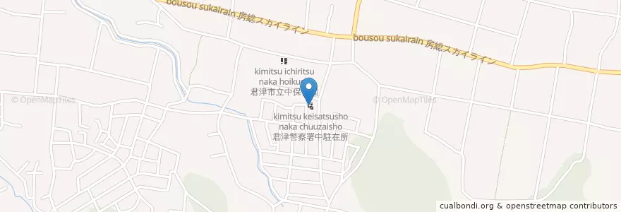 Mapa de ubicacion de 君津警察署中駐在所 en Japón, Prefectura De Chiba, 君津市.