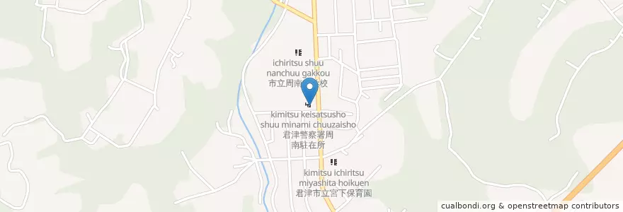 Mapa de ubicacion de 君津警察署周南駐在所 en اليابان, 千葉県, 君津市.
