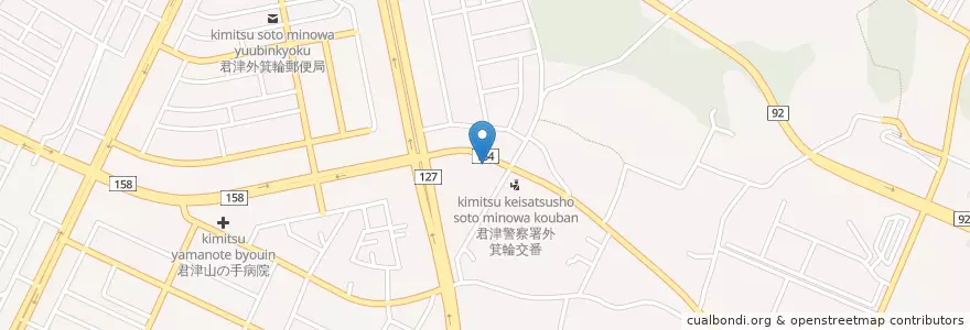 Mapa de ubicacion de 君津警察署外箕輪交番 en Japan, Chiba Prefecture, Kimitsu.