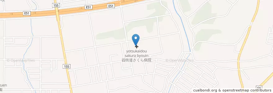 Mapa de ubicacion de 四街道さくら病院 en Japón, Prefectura De Chiba, 四街道市.