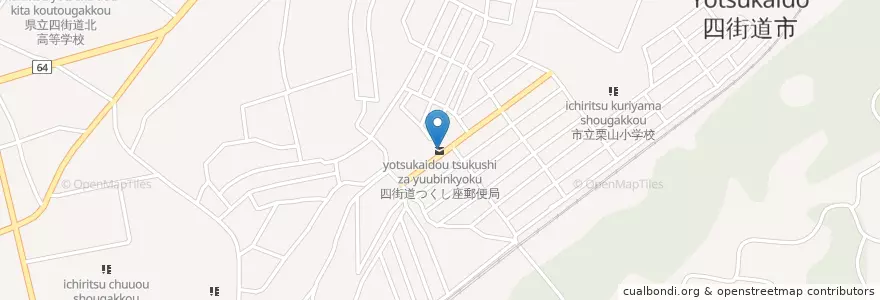 Mapa de ubicacion de 四街道つくし座郵便局 en 日本, 千葉県, 四街道市.