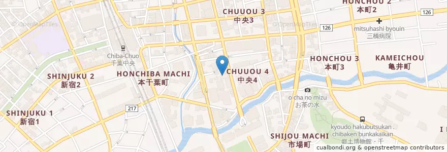 Mapa de ubicacion de 国民生活金融公庫千葉支店 en Jepun, 千葉県, 千葉市, 中央区.