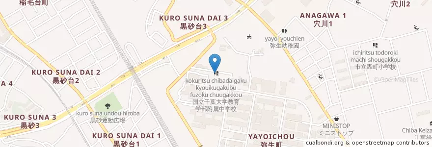 Mapa de ubicacion de 国立千葉大学教育学部附属中学校 en Japão, 千葉県, 千葉市, 稲毛区.