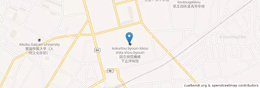 Mapa de ubicacion de 国立病院機構下志津病院 en 일본, 지바현, 四街道市.