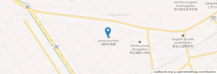 Mapa de ubicacion de 城西幼稚園 en 日本, 千葉県, 東金市.