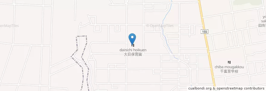 Mapa de ubicacion de 大日保育園 en 日本, 千葉県, 四街道市.