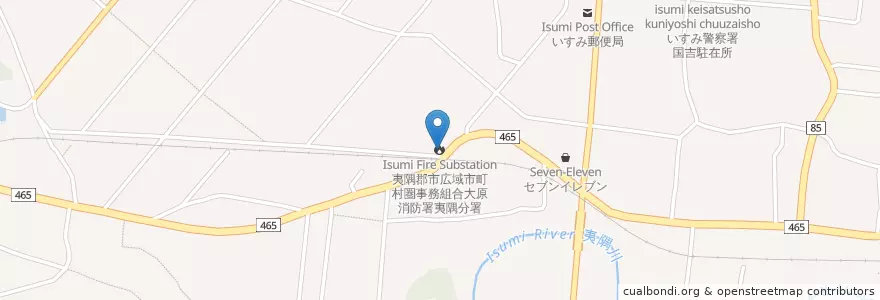 Mapa de ubicacion de 夷隅郡市広域市町村圏事務組合大原消防署夷隅分署 en Япония, Тиба, Исуми.