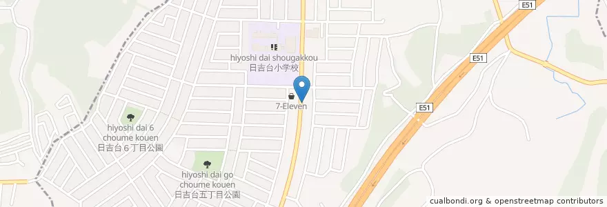 Mapa de ubicacion de 富里日吉台郵便局 en ژاپن, 千葉県, 富里市.