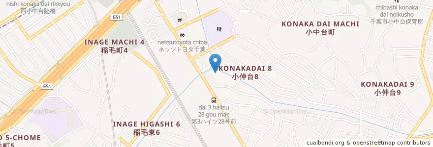 Mapa de ubicacion de 小中台幼稚園 en 일본, 지바현, 千葉市, 稲毛区.