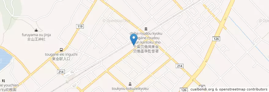 Mapa de ubicacion de 山武郡市広域行政組合中央消防署 en 日本, 千葉県, 東金市.