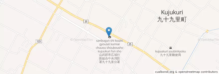 Mapa de ubicacion de 山武郡市広域行政組合中央消防署九十九里分署 en 日本, 千葉県, 山武郡, 九十九里町.