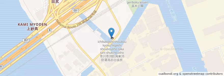 Mapa de ubicacion de 市川市消防局東消防署高谷出張所 en 日本, 千葉県, 市川市.