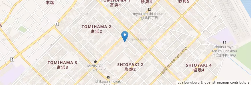 Mapa de ubicacion de 市川市立塩焼保育園 en Japon, Préfecture De Chiba, 市川市.