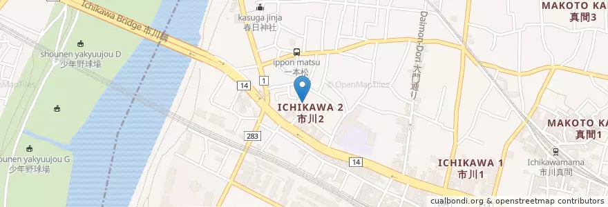 Mapa de ubicacion de 市川市立市川保育園 en Japón, Prefectura De Chiba, 市川市.
