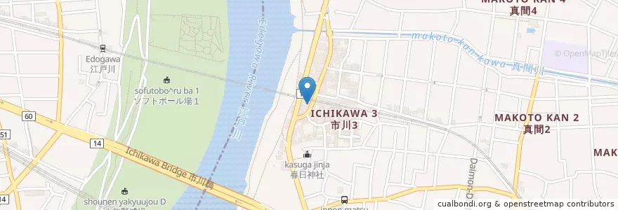 Mapa de ubicacion de 市川警察署国府台交番 en اليابان, 千葉県, 市川市.