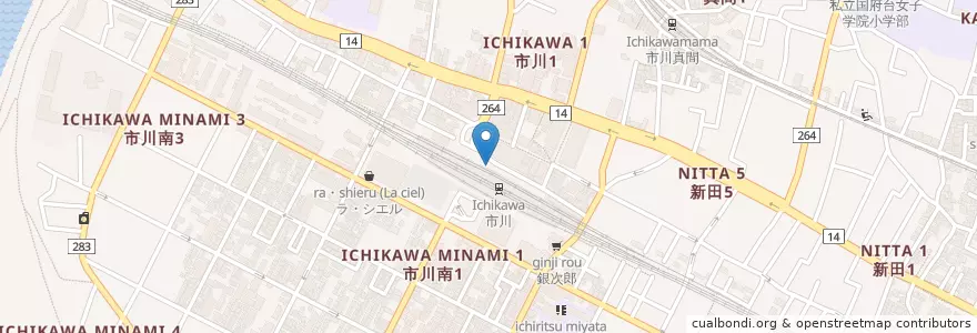 Mapa de ubicacion de 市川警察署市川駅前交番 en Japonya, 千葉県, 市川市.