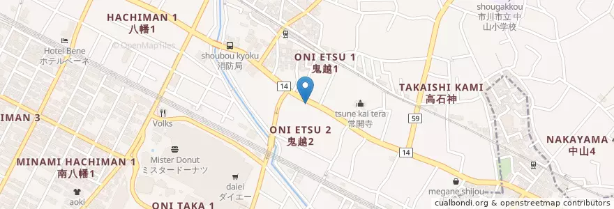 Mapa de ubicacion de 市川鬼越郵便局 en Japan, Präfektur Chiba, 市川市.