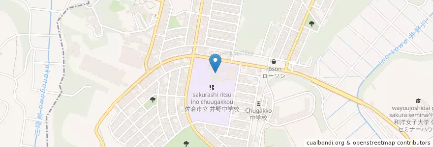 Mapa de ubicacion de 市立井野中学校 en 일본, 지바현, 佐倉市.