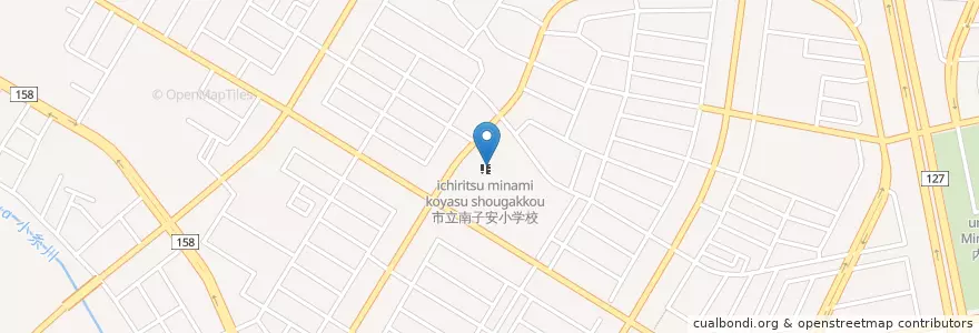 Mapa de ubicacion de 君津市立南子安小学校 en Japan, 千葉県, 君津市.