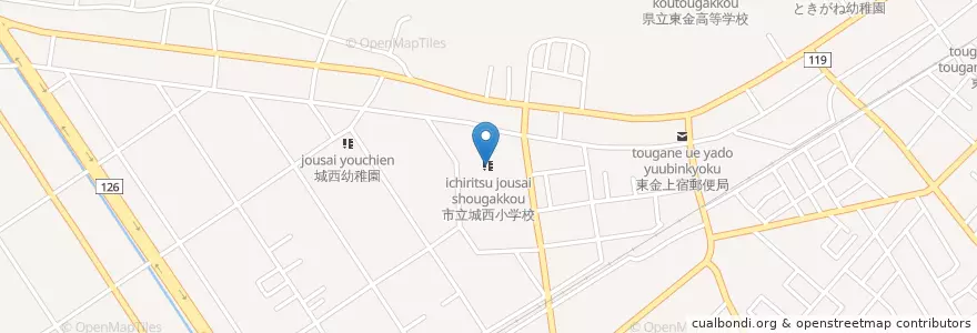 Mapa de ubicacion de 東金市立城西小学校 en Japon, Préfecture De Chiba, 東金市.