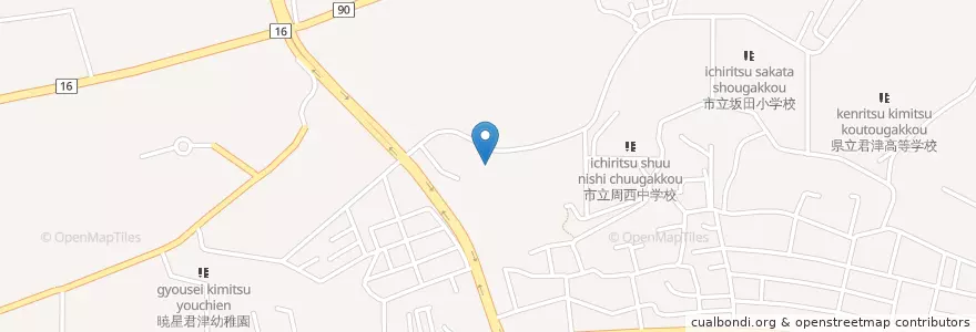 Mapa de ubicacion de 君津市立大和田小学校 en Япония, Тиба, 君津市.