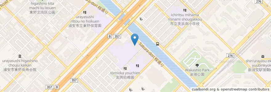 Mapa de ubicacion de 市立富岡中学校 en 日本, 千葉県, 浦安市.