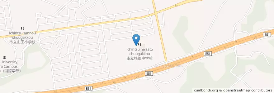 Mapa de ubicacion de 佐倉市立根郷中学校 en Japão, 千葉県, 佐倉市.