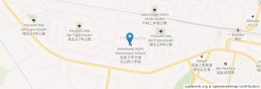 Mapa de ubicacion de Kohokudai Nishi Elementary School en Japan, Chiba Prefecture, Abiko.